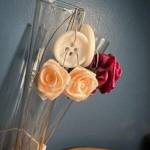 Handmade Pink rose earrings
